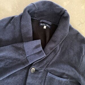 Alex Mill Mens‎ Navy Shawl Collar Button Up Cardigan Sweater Size S Blue Cotton